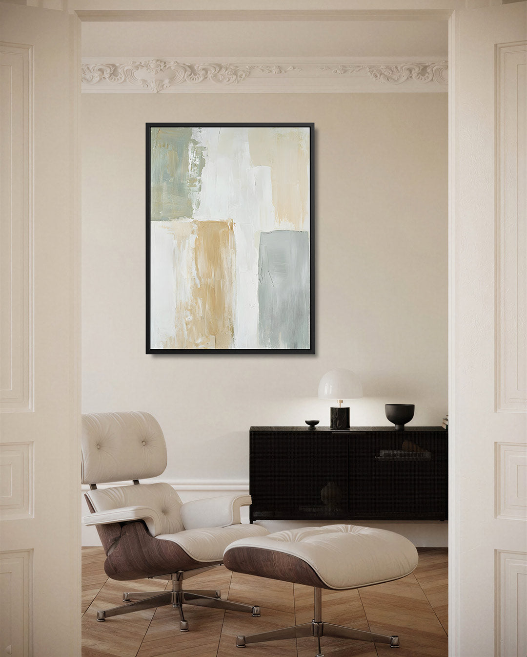 Zachte kleuren compositie – staand wanddecoratie kunstwerk