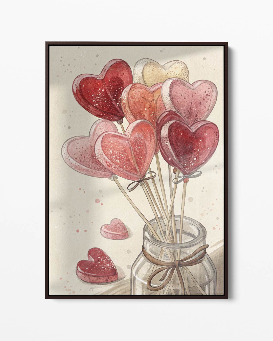 Hartvormige Snoeplollies in Pot – portret kunstwerk als wanddecoratie
