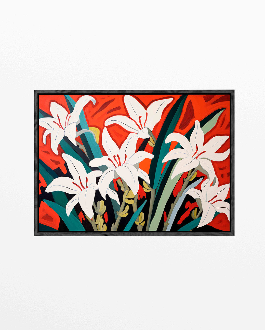 Bloemen en vormen – liggend modern kunstwerk