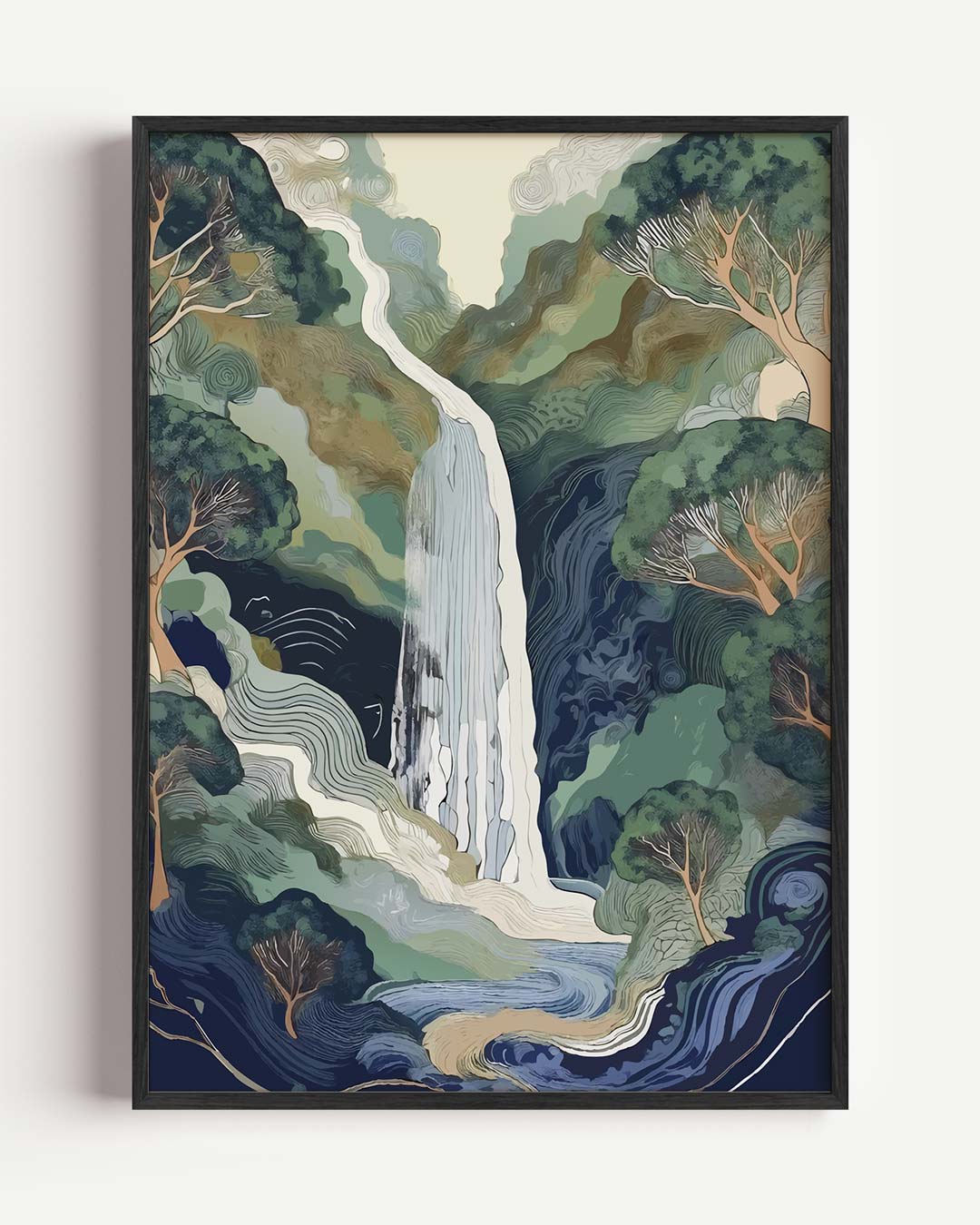 Betoverende Waterval Natuurposter – zomer portret poster als wanddecoratie
