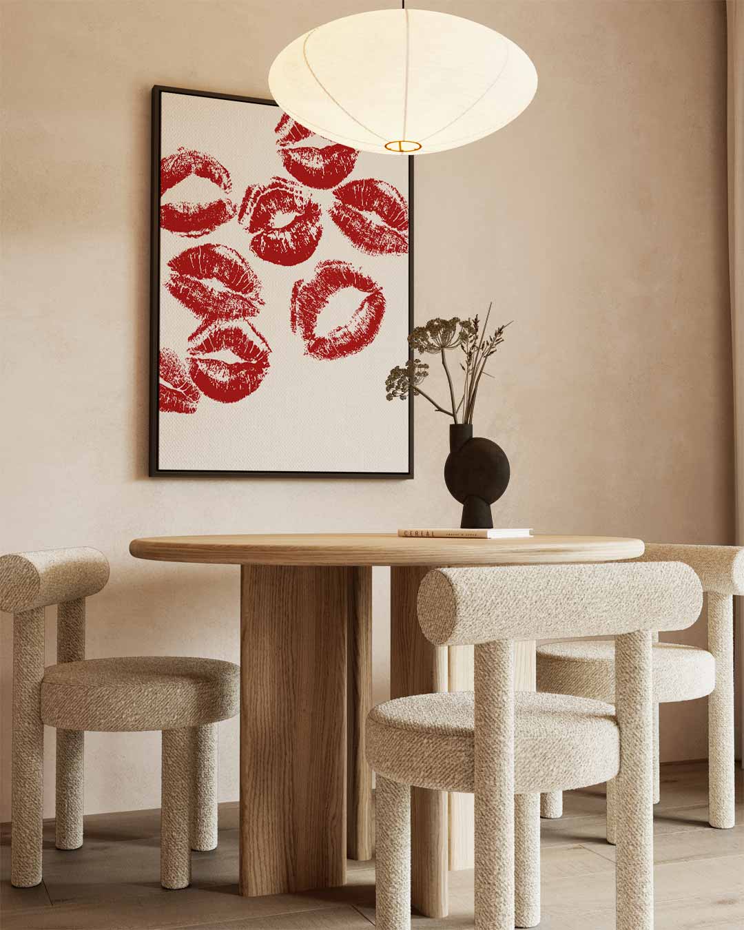 Luxe Lippenafdrukken Kunstwerk – dibond wanddecoratie in staand formaat
