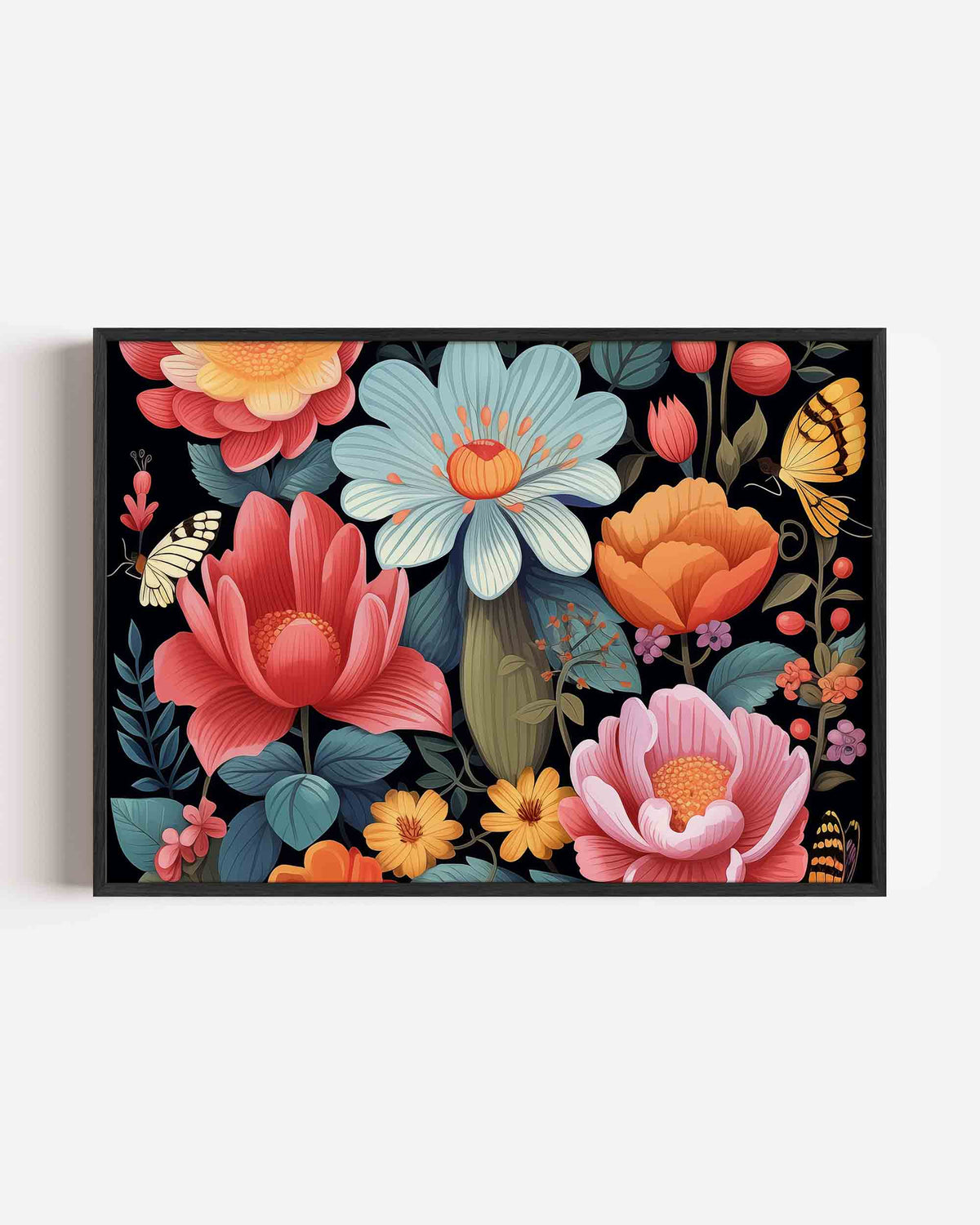 Bloemen en vlinders – bloemen landscape poster als wanddecoratie