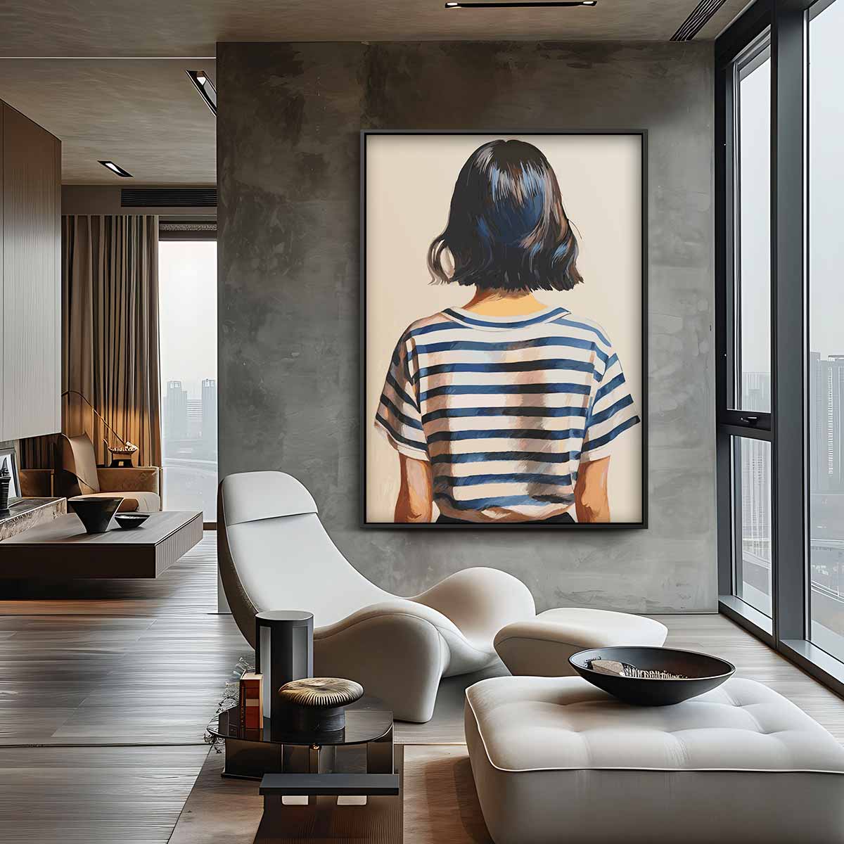 Strepen en Stille Reflectie – plexiglas kunstwerk als wanddecoratie