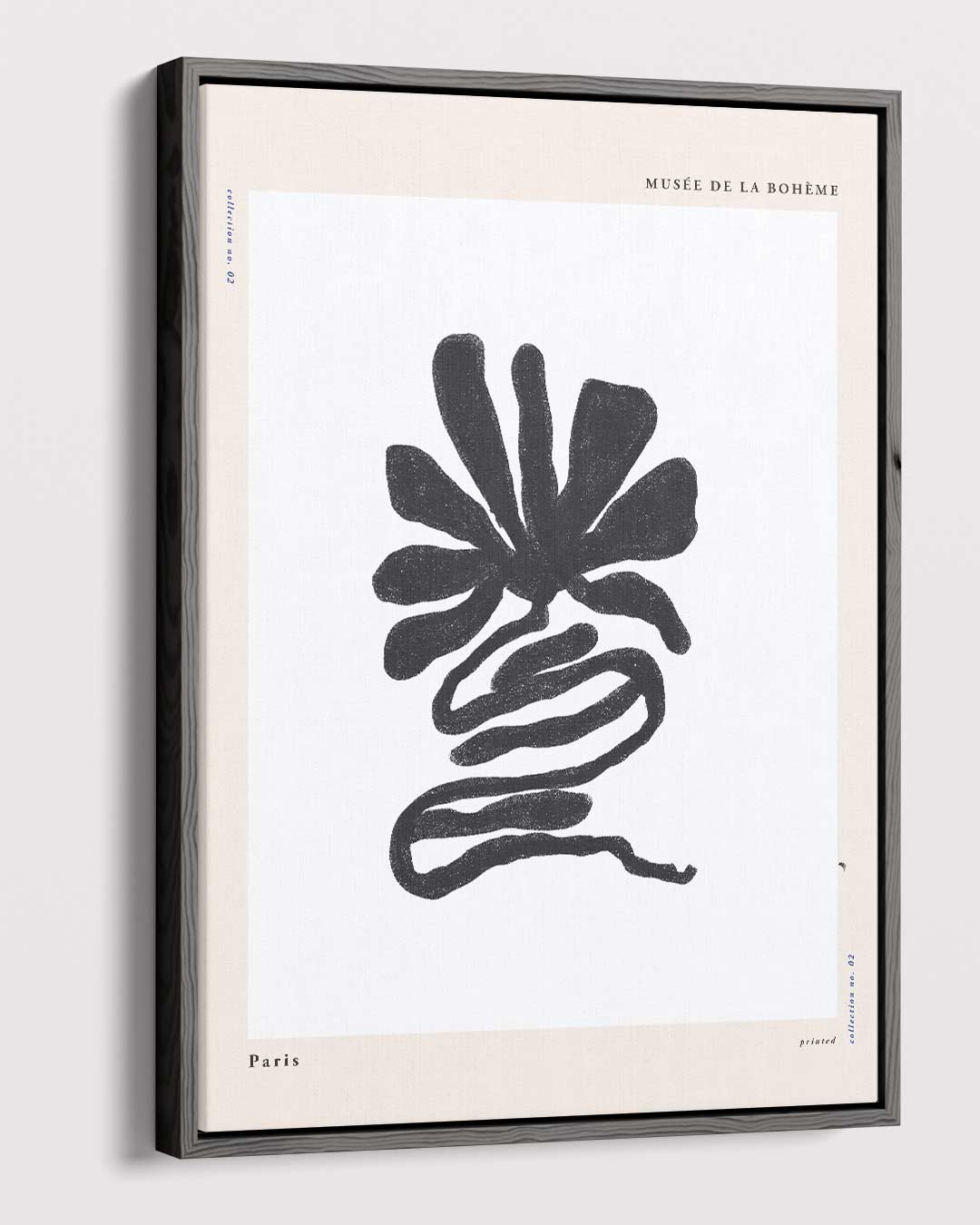 Organische Zwart-Wit Bloem – canvas wanddecoratie in portret formaat