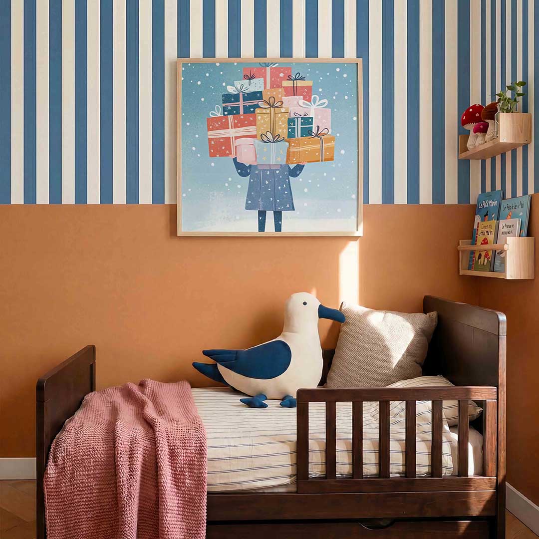 Stapeling van cadeaus – kids poster in vierkant formaat