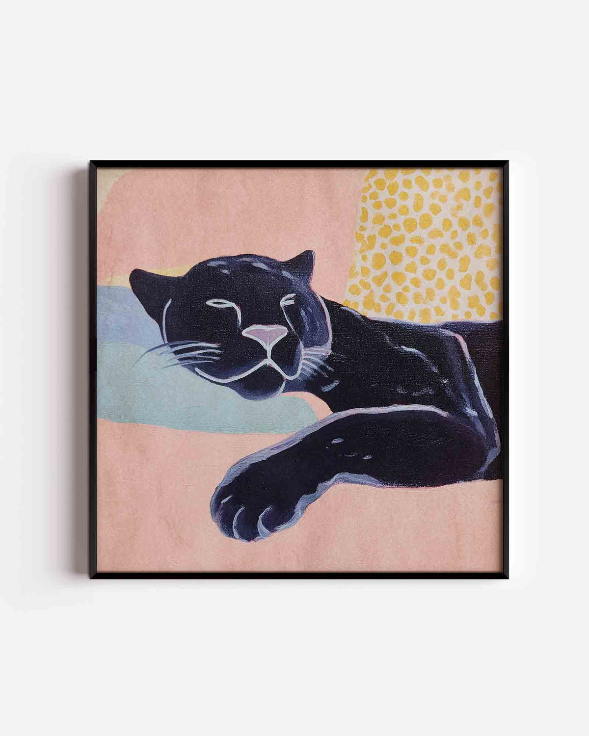 Slapende panter – vierkante poster met kleur en vormen als wanddecoratie