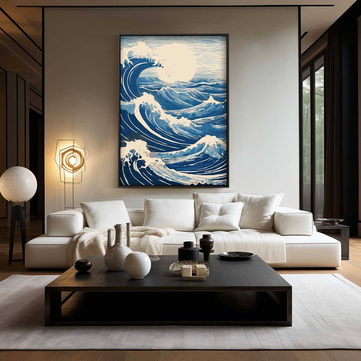 Golven van de Oceaan – kunstwerk met zwarte baklijst
