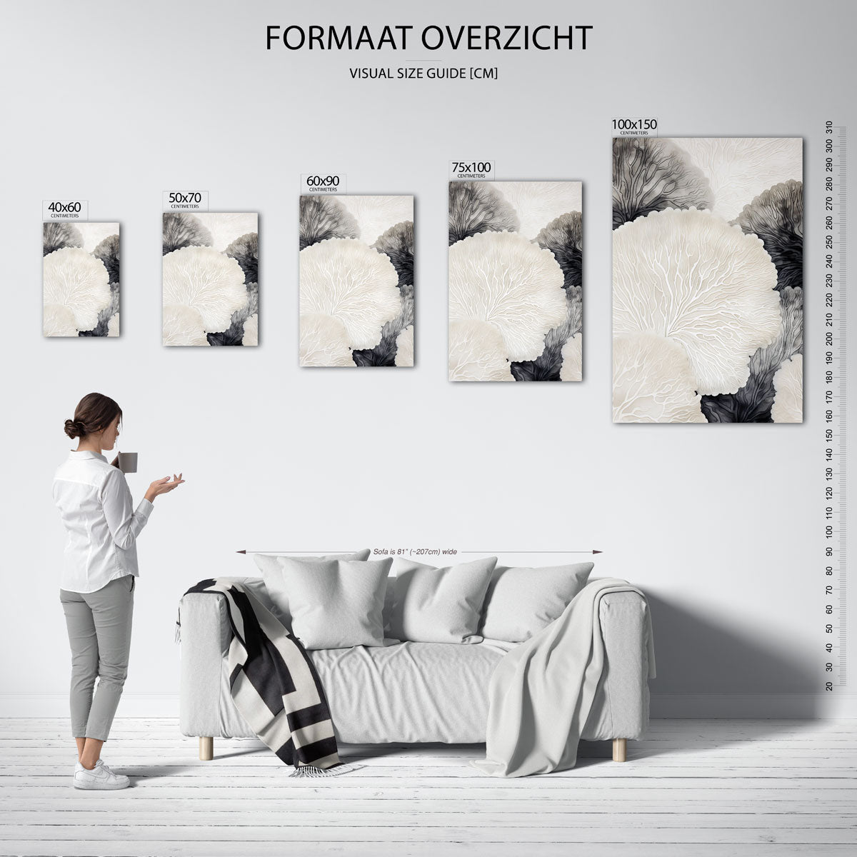 Organische lijnen – staand wanddecoratie kunstwerk