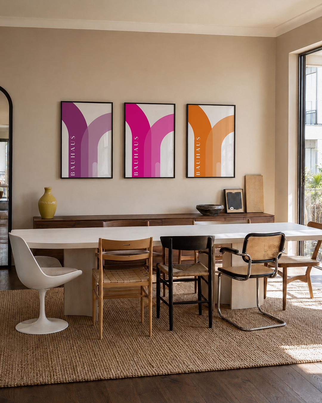 Kleur en lijnen posterset – tweede productweergave – deze posterset in drie delen toont vloeiende lijnen en overlappende
