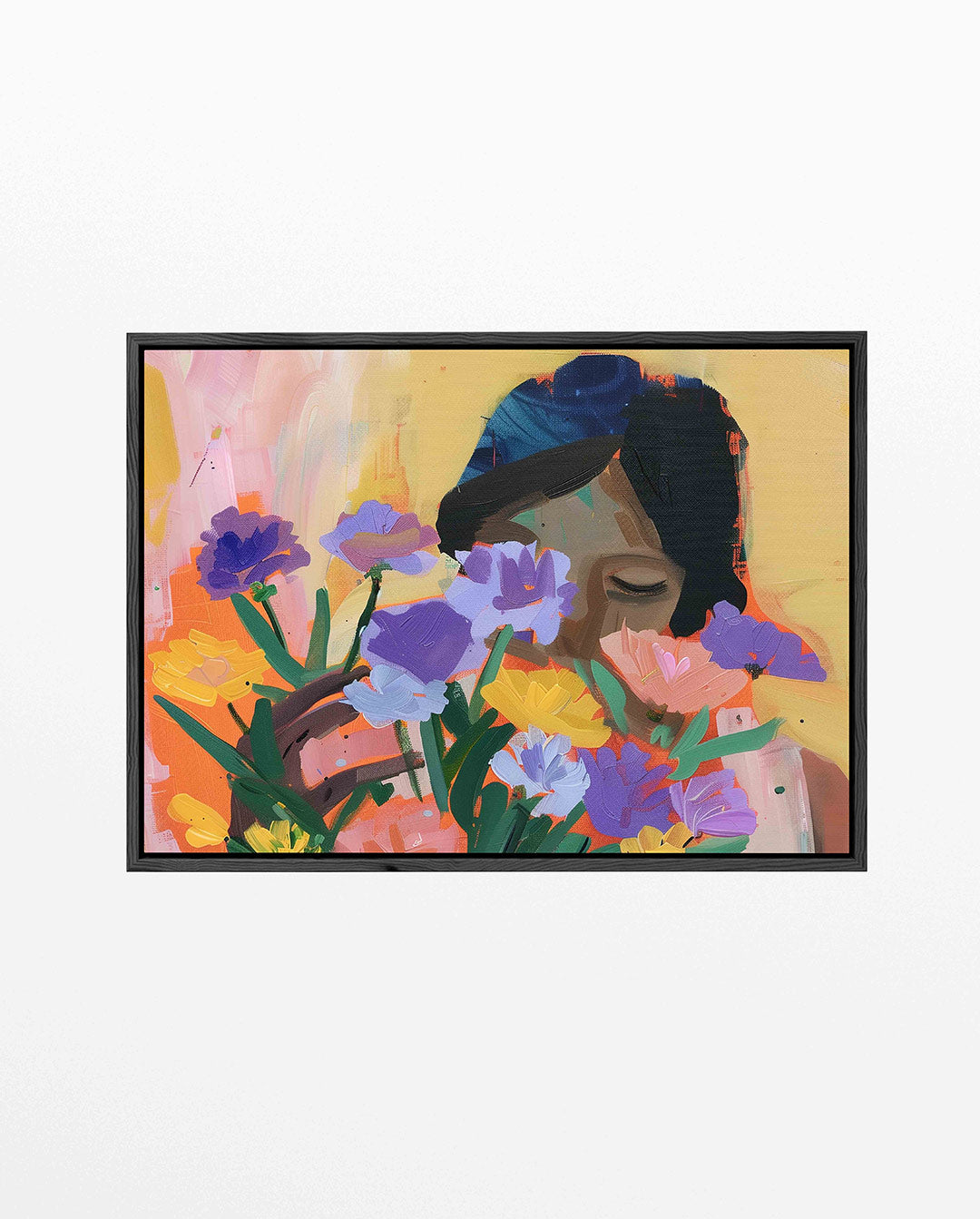 Bloemen en gezicht – liggend bloemen kunstwerk