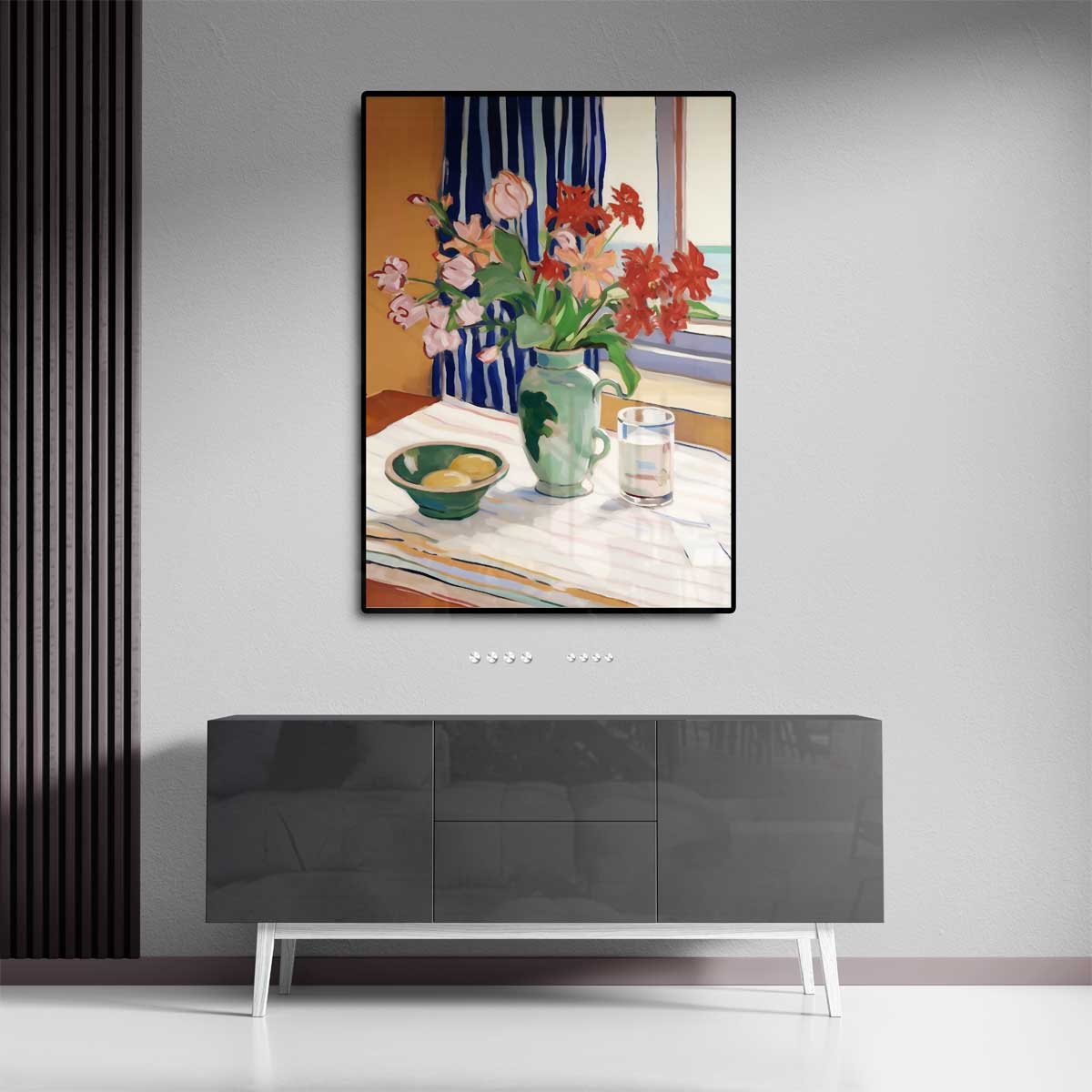 Tijdloze Bloemsymfonie – staande wandkunst voor woonkamer of interieur