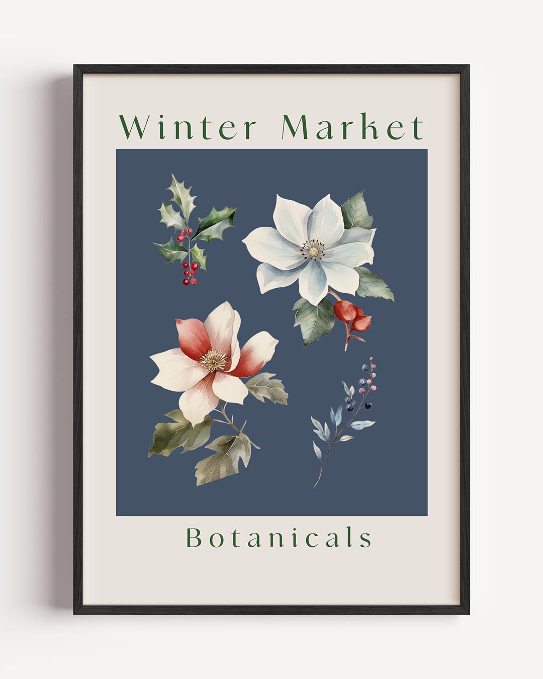 Winter Market Botanische – kerst portret poster als wanddecoratie