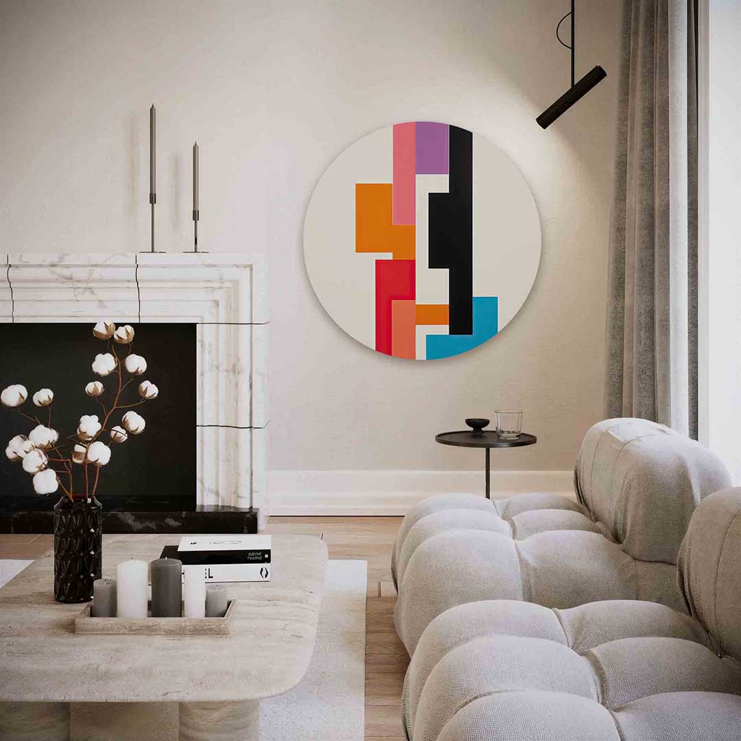 Geometrische vormen – abstracte textuur muurcirkel als wanddecoratie