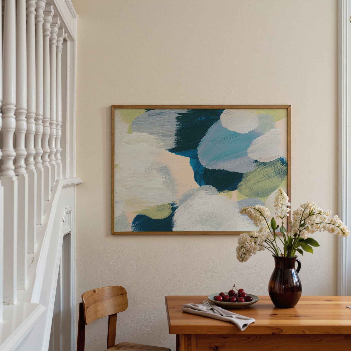 Abstracte penseelstreken – artistieke poster in liggend formaat