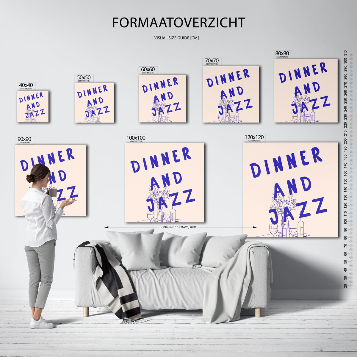 Dinner and jazz – vierkante muurposter voor keuken of eethoek