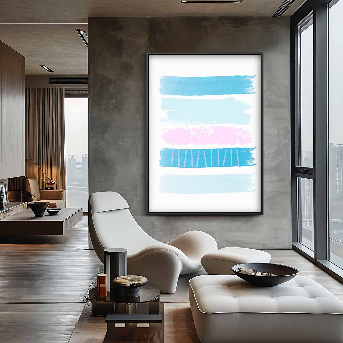 Kleurrijke Lagen Abstractie – canvas wanddecoratie in portret formaat