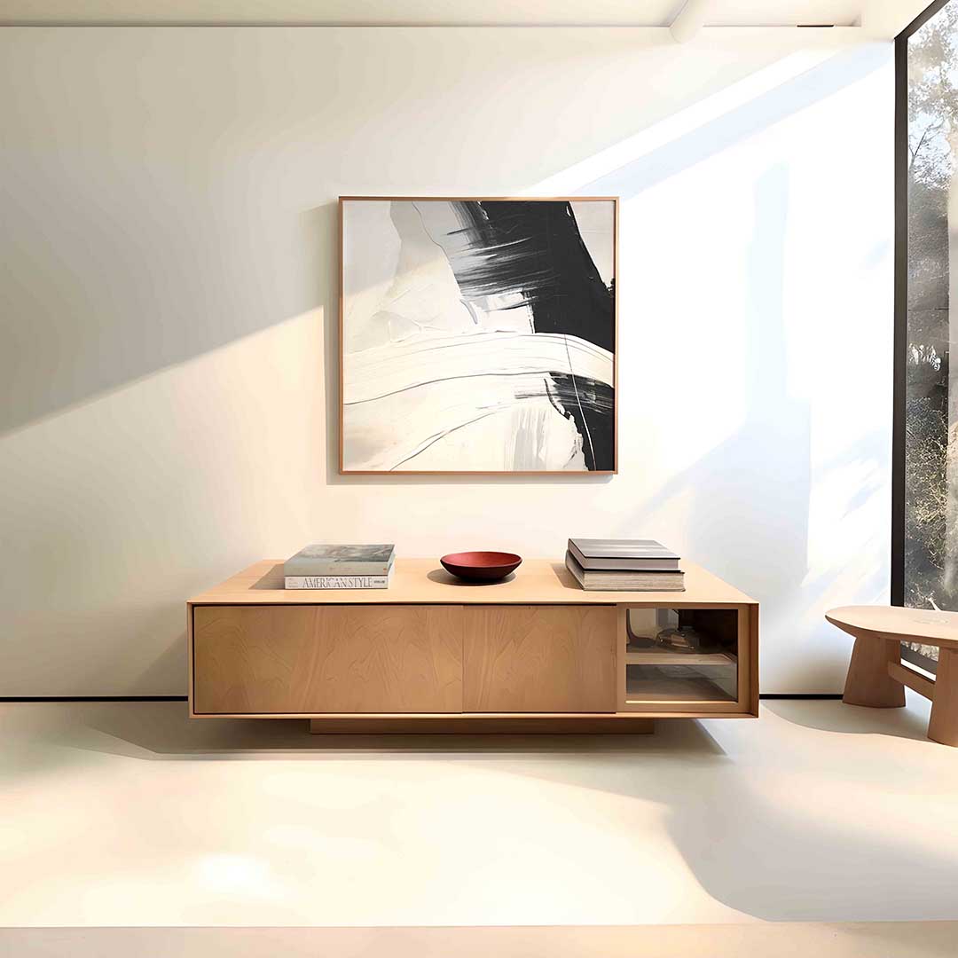 Abstracte zwart wit – vierkante abstracte wanddecoratie van WallArtistic