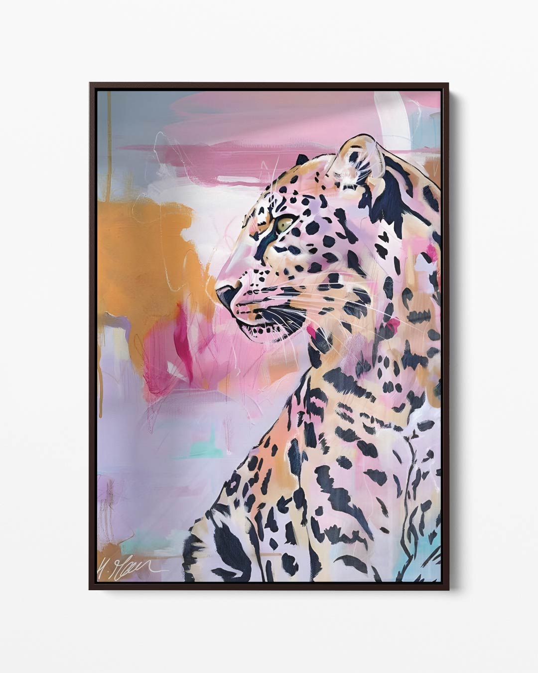 Majestueuze Panter in Pastel – portret kunstwerk als wanddecoratie