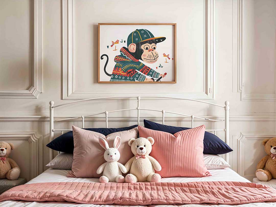 Aap met pet – kids poster in liggend formaat