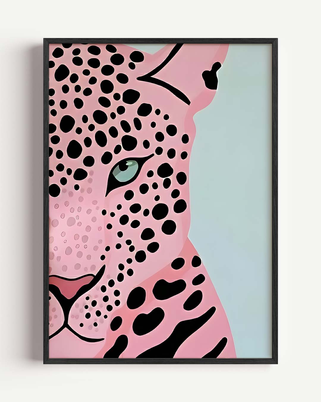 Stijlvolle Roze Luipaard – Popart en Streetart portret poster als wanddecoratie