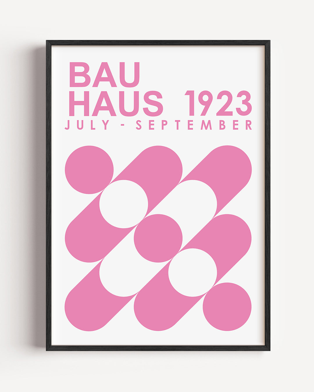 Roze cirkelpatronen – staande Bauhaus poster als wanddecoratie