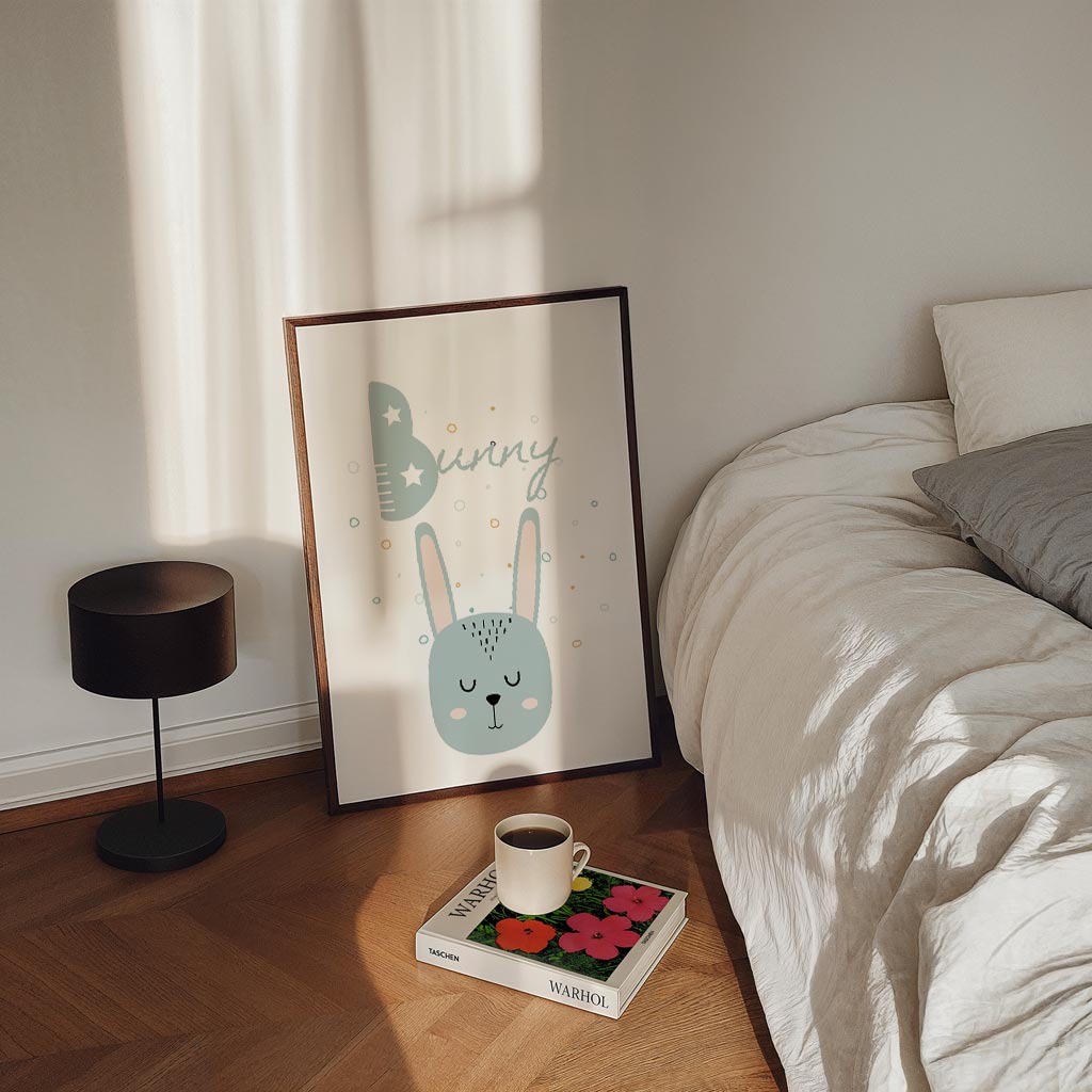 Schattige Konijnenposter – staande kinderkamer wanddecoratie van WallArtistic