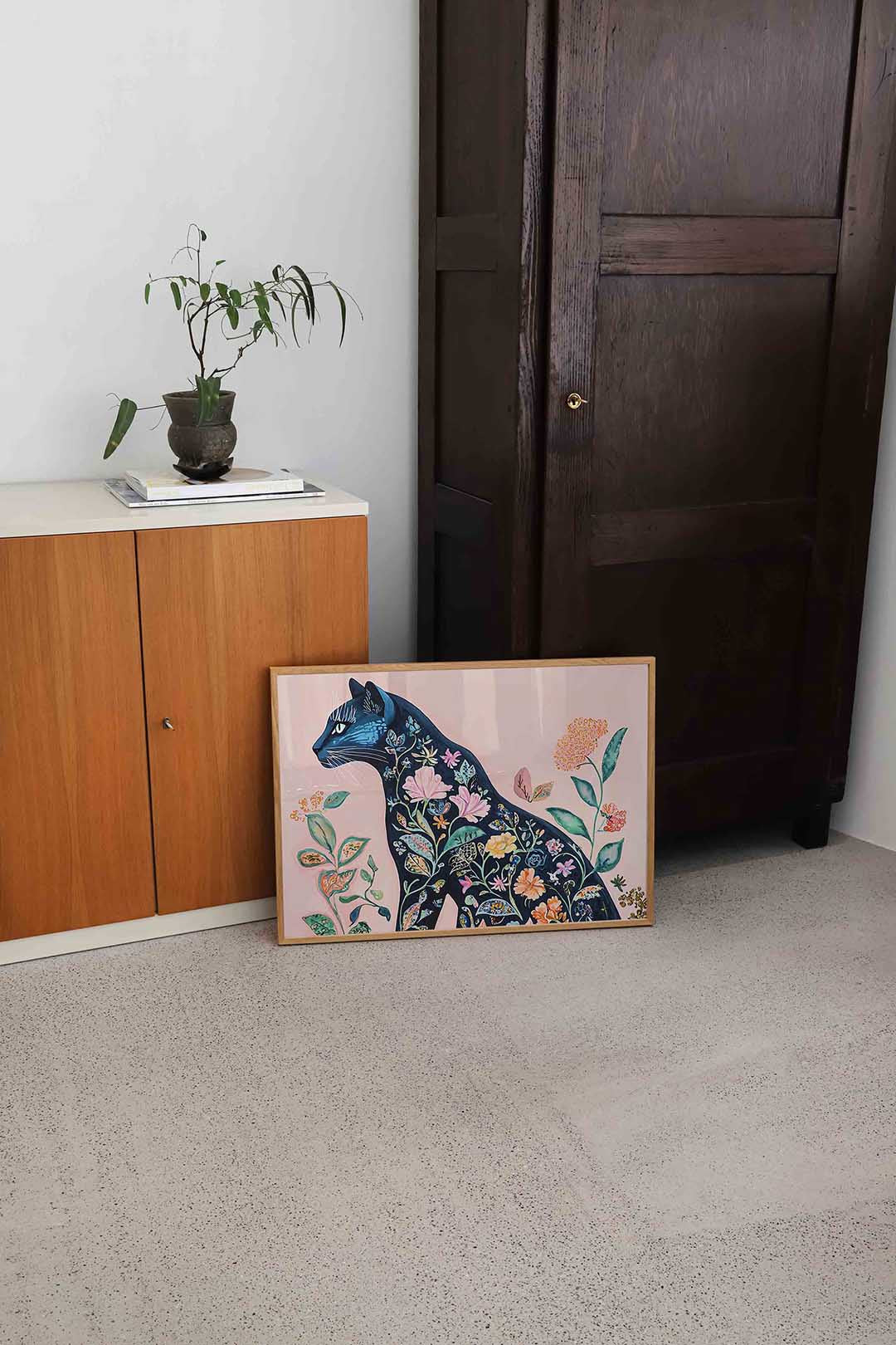 Bloemenkat – dierenillustratie als landscape poster