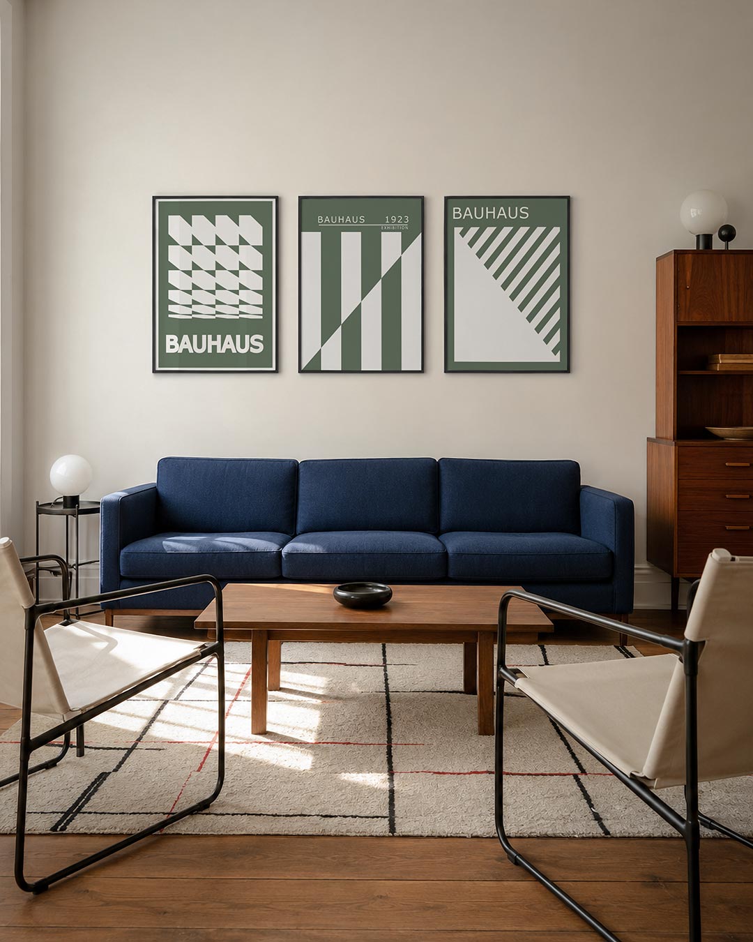 Vorm en ritme posterset – derde productweergave – deze posterset in drie delen toont een dynamisch lijnenspel van witte