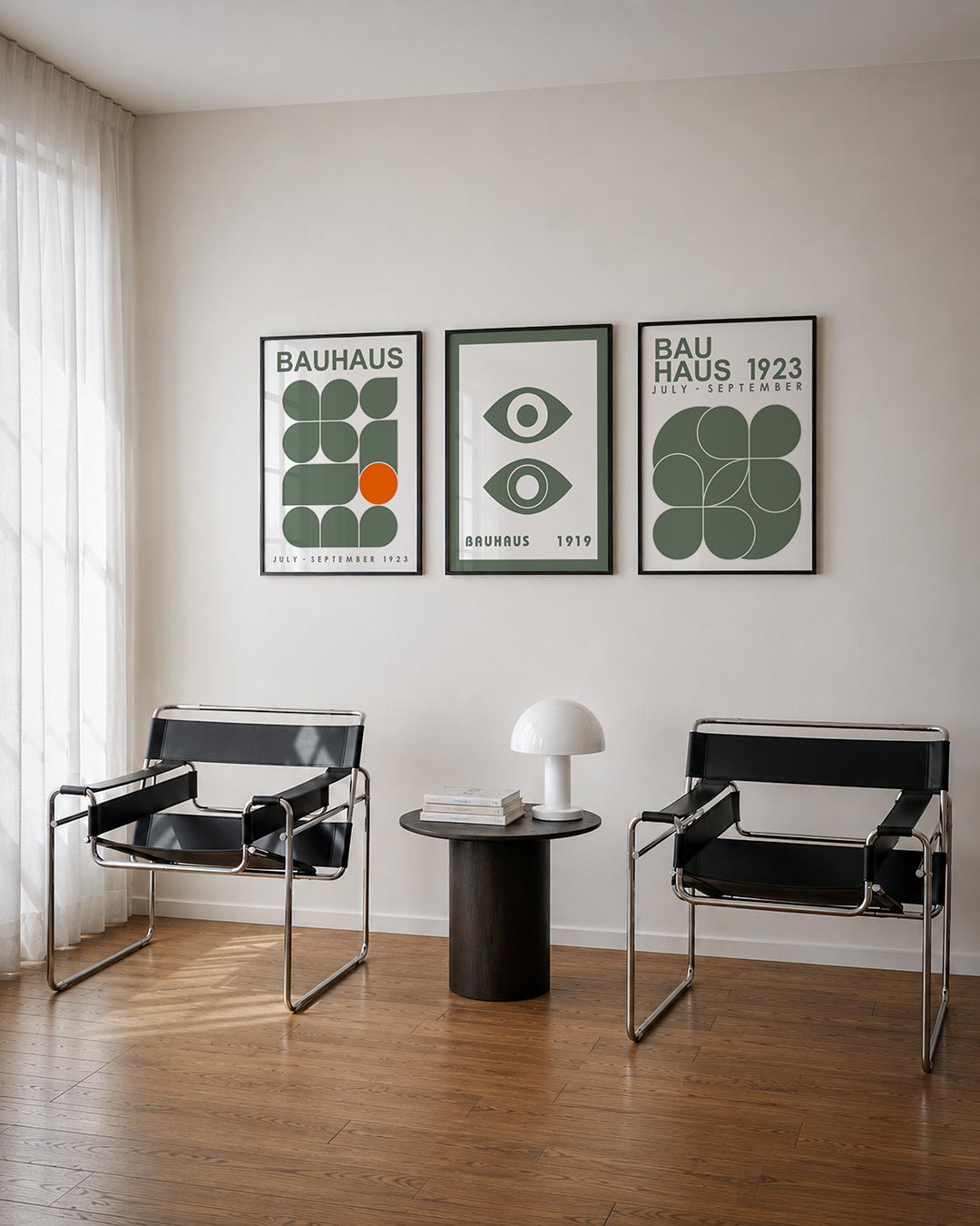 Vormen en vlakken posterset – tweede productweergave – deze posterset in drie delen toont een speelse compositie van groene