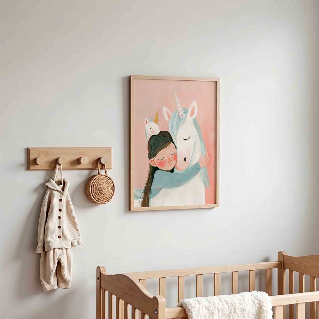 Meisje en eenhoorn – kinderposter in staand formaat