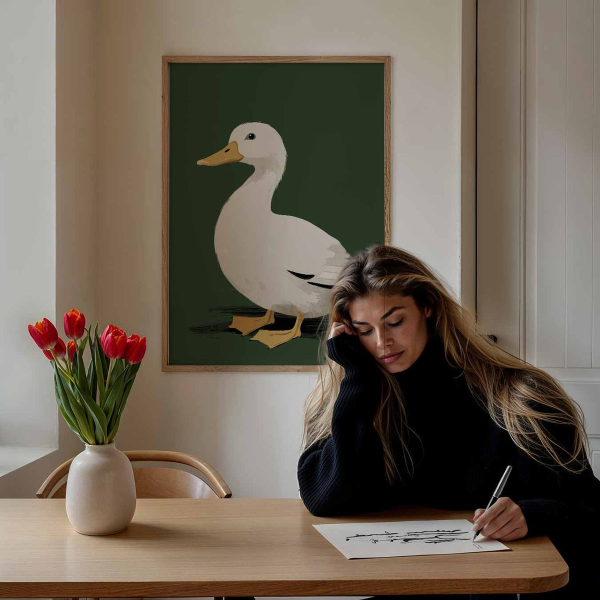 Schattige Eenden Illustratie – staande muurposter voor de kinderkamer