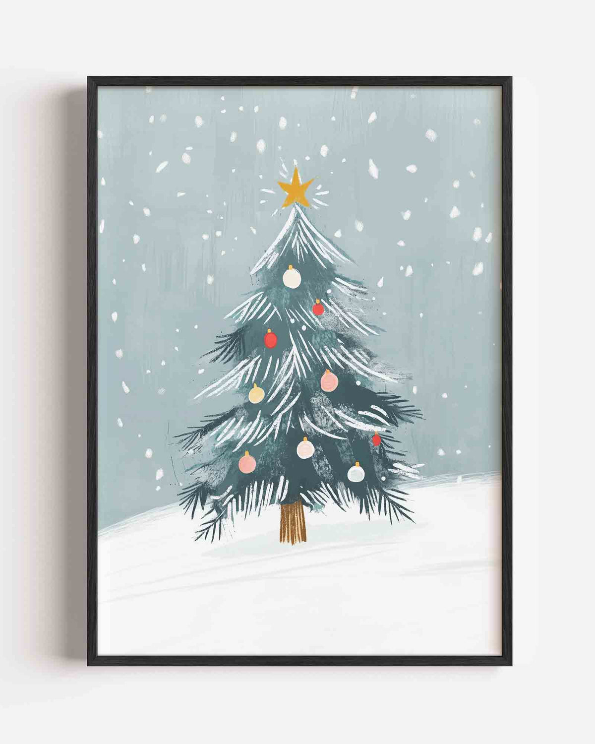 Kerstboom met sneeuw – kids portret poster als wanddecoratie