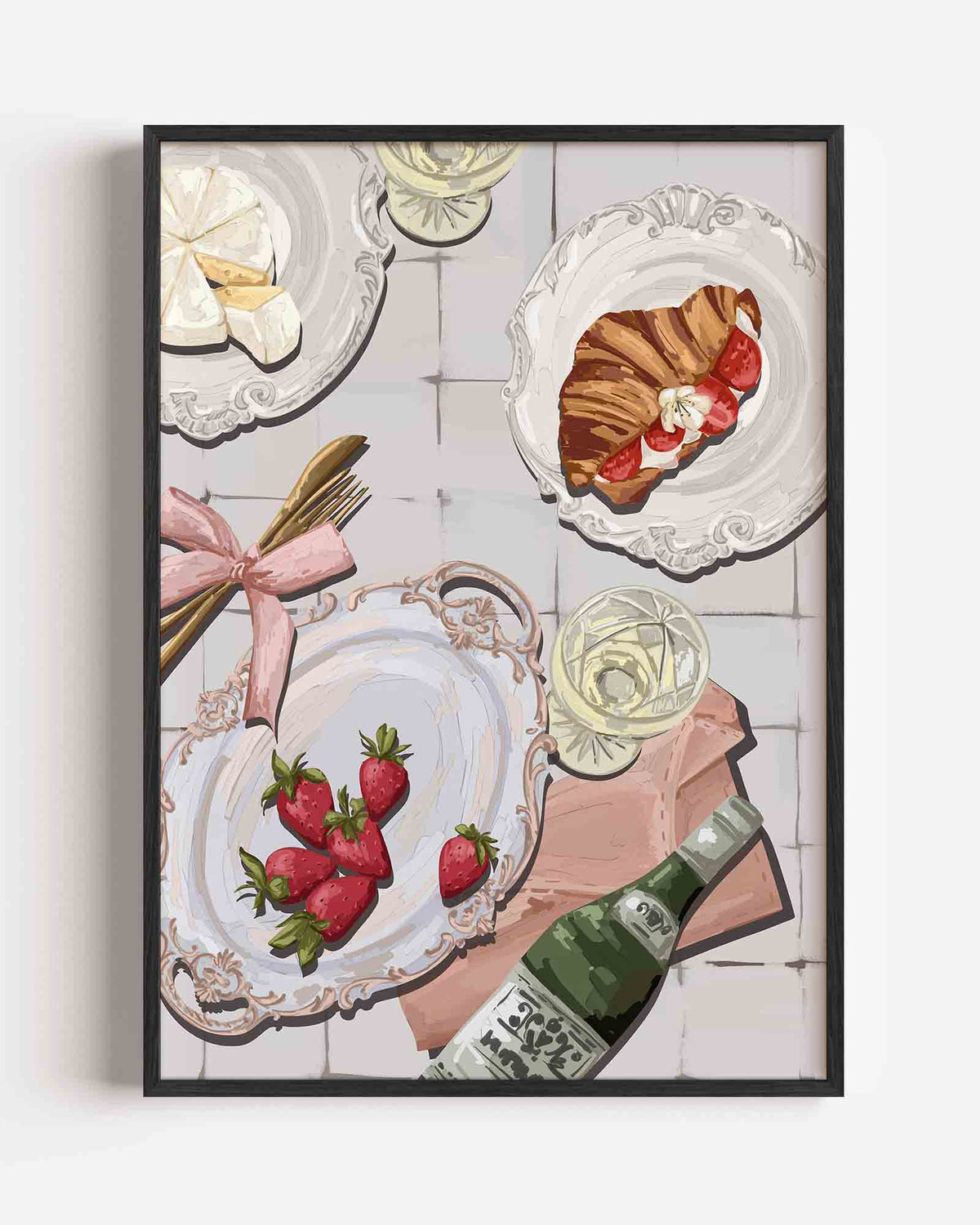 Ontbijt met aardbeien – keuken portret poster als wanddecoratie