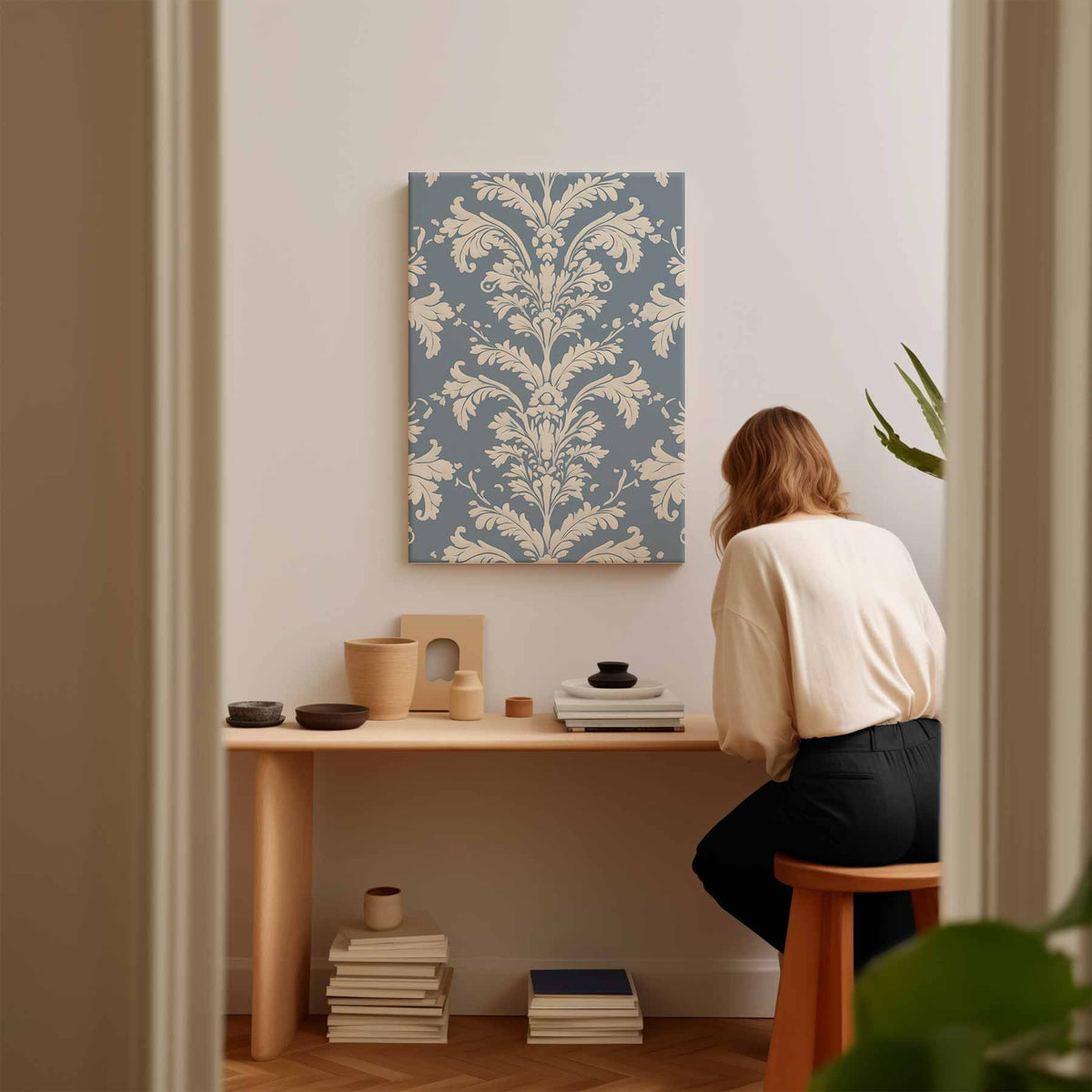 Klassiek Barok Behangpatroon – modern portret kunstwerk van WallArtistic