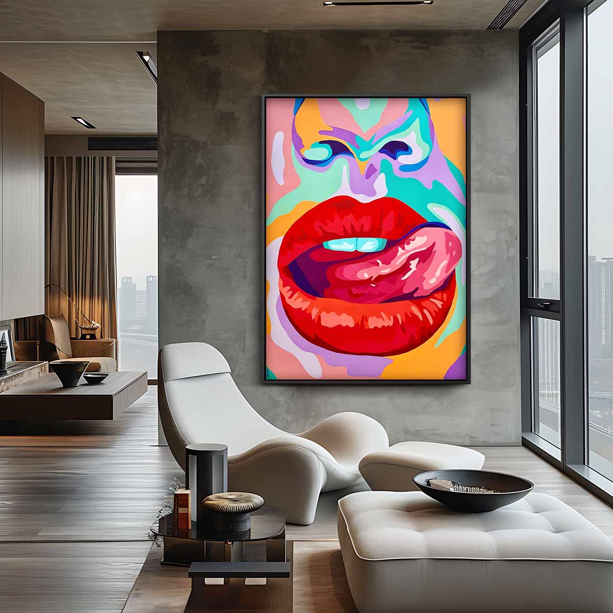 Kleurrijke Expressie van Verlangen – staande wandkunst voor woonkamer of interieur
