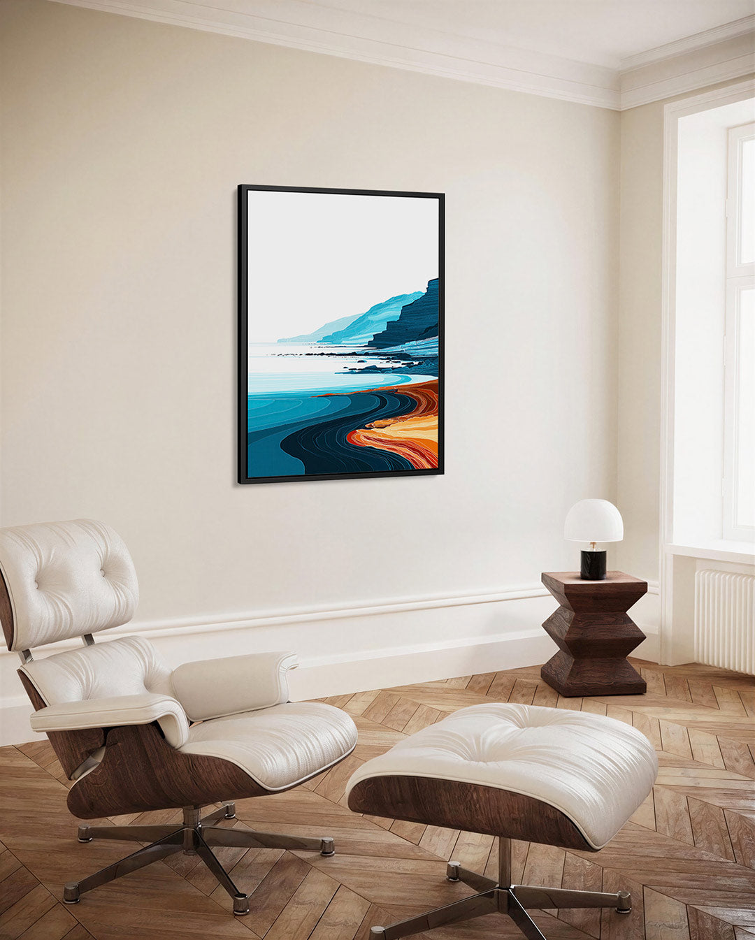 Kustlijn in lijnen – decoratief kunstwerk voor aan de muur