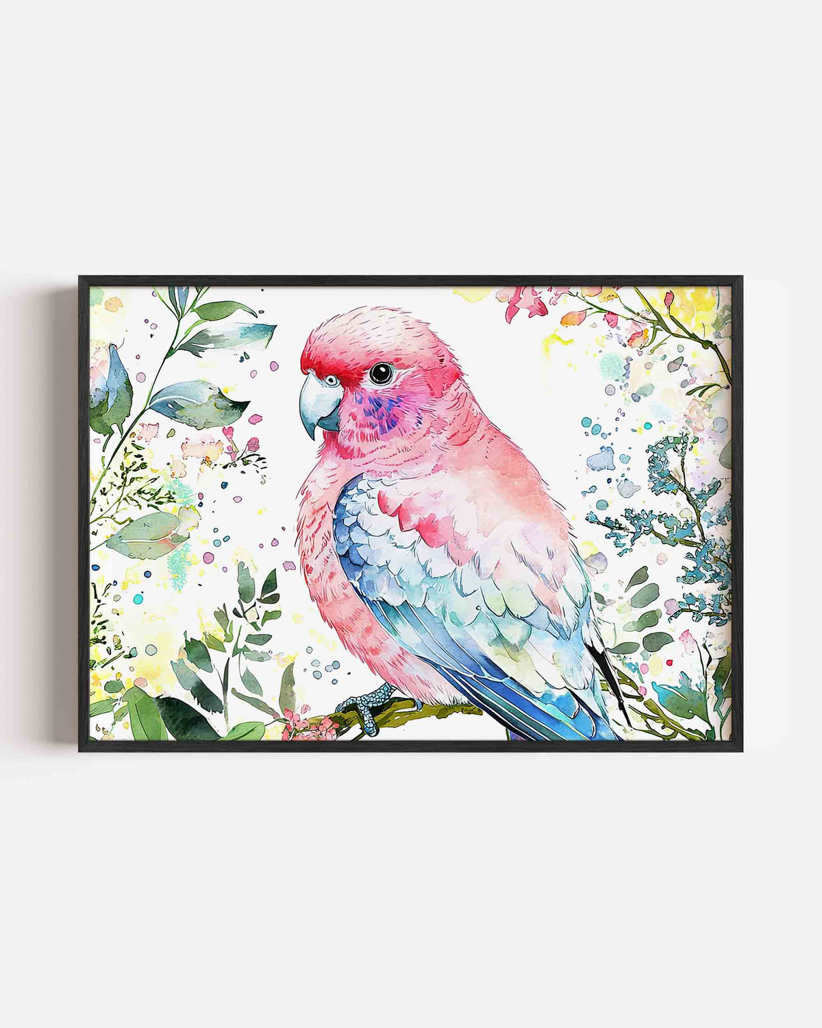 Papegaai en bloemen – dieren landscape poster als wanddecoratie