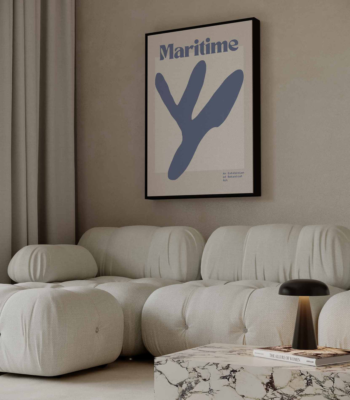Maritieme Botanische Kunstposter – staande wandkunst voor woonkamer of interieur