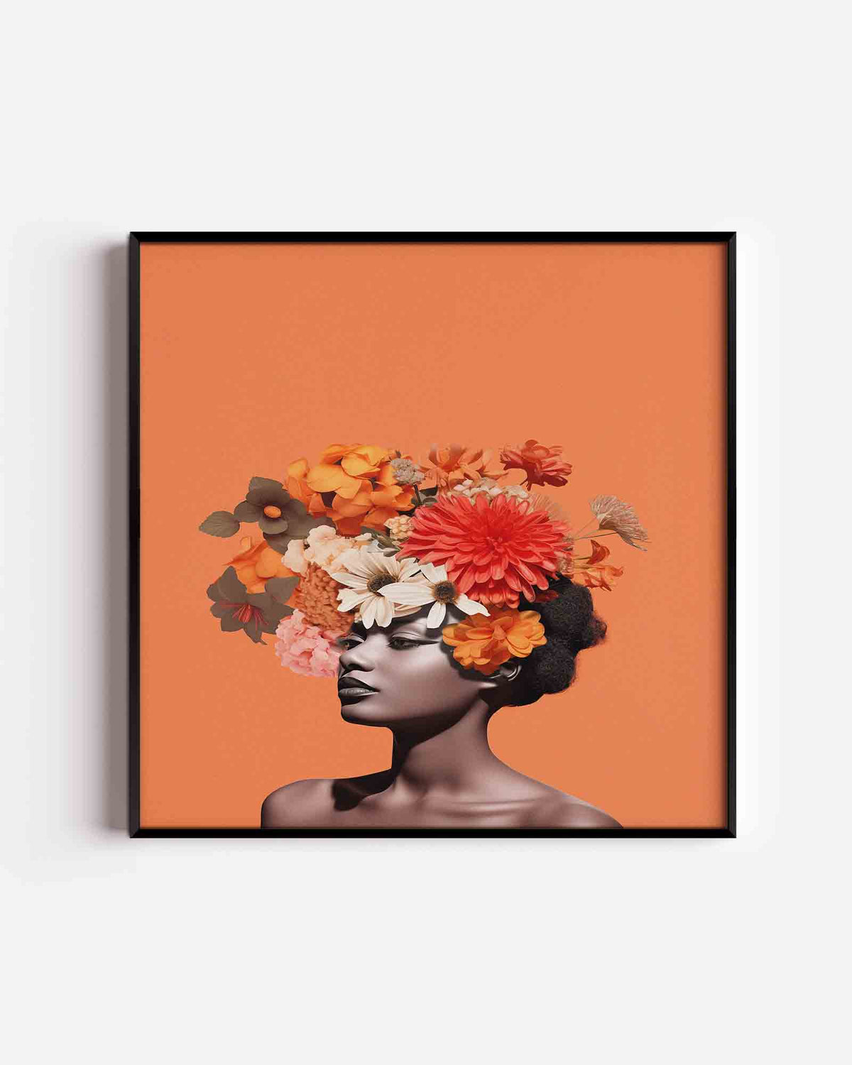 Bloemenhoofd – vrouwelijk portret als vierkante poster