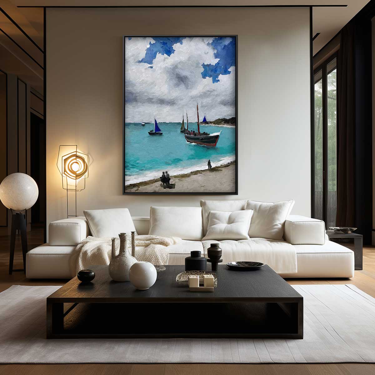 Zomerzeilen aan de Kust – kunstwerk met zwarte baklijst