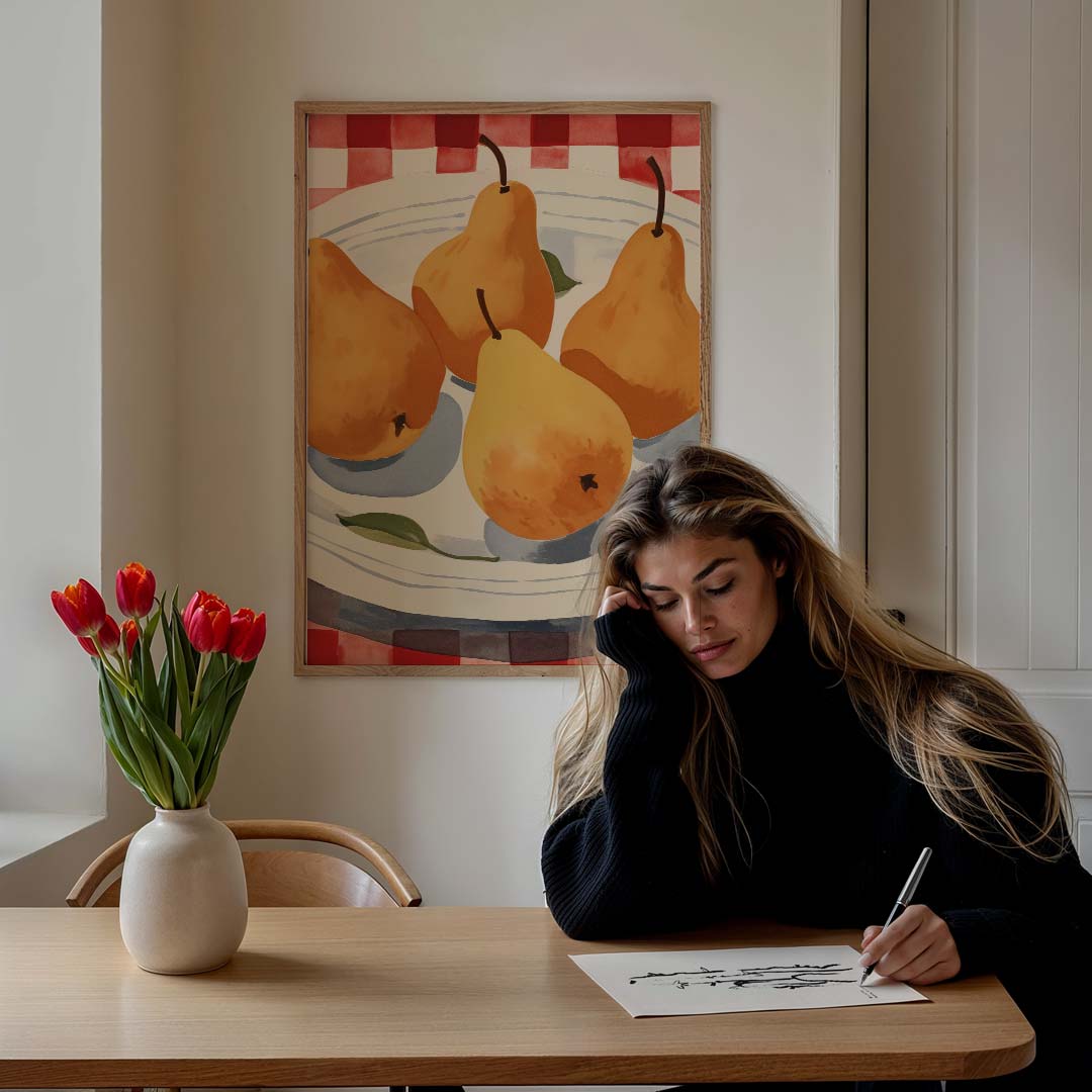 Kleurrijke Perentaart – culinaire wandkunst als portret poster