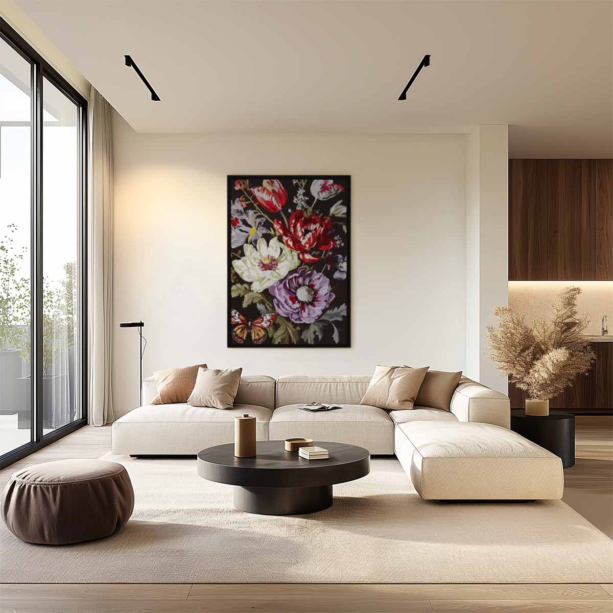 Bloemenpracht in Vintage Stijl – staand kunstwerk voor modern interieur