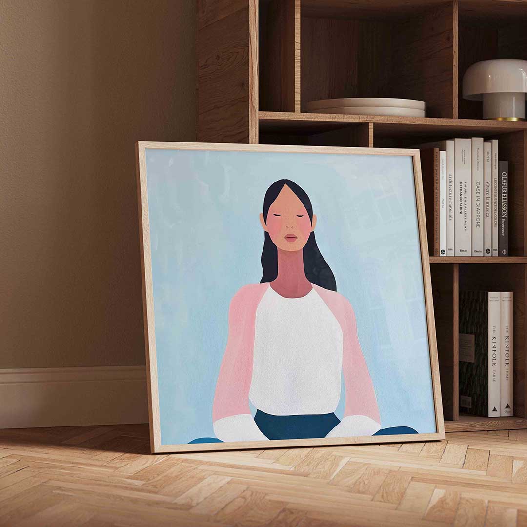 Mediterende vrouw – moderne wandkunst als vierkante poster
