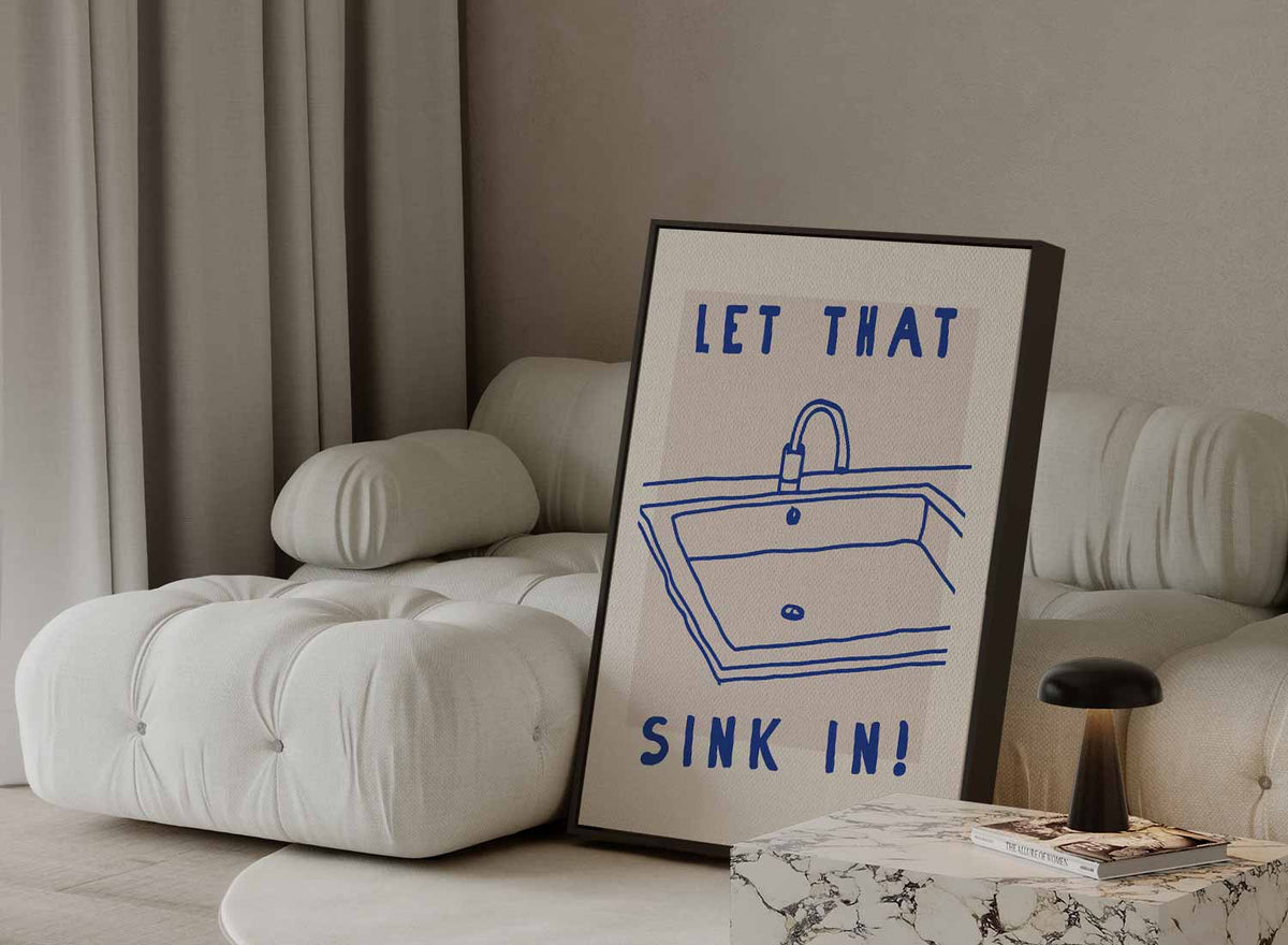 Humoristische Goochelende Gootsteen Print – plexiglas wanddecoratie in portret formaat