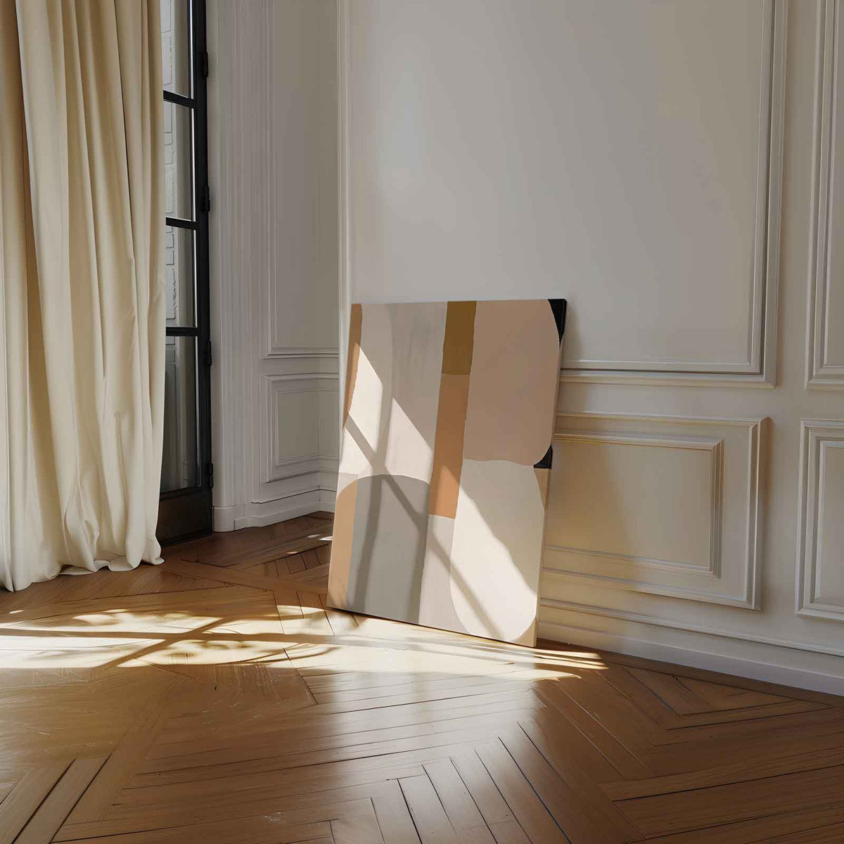 Zachte Aardetinten Abstractie – portret kunstwerk als wanddecoratie, afbeelding 14