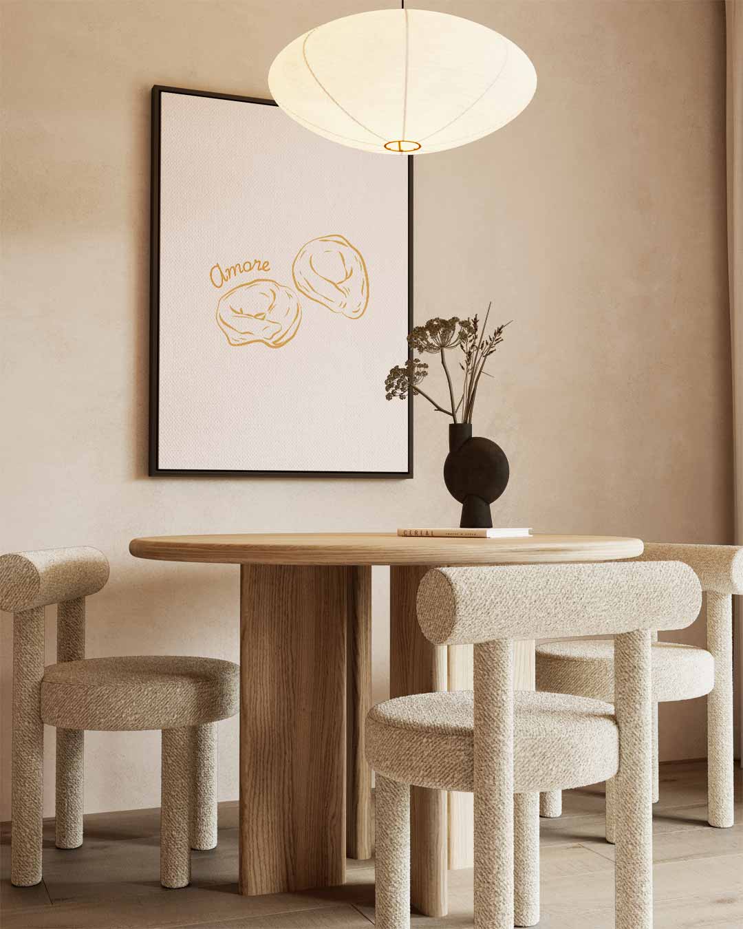Romantische Tortellini – canvas wanddecoratie in portret formaat