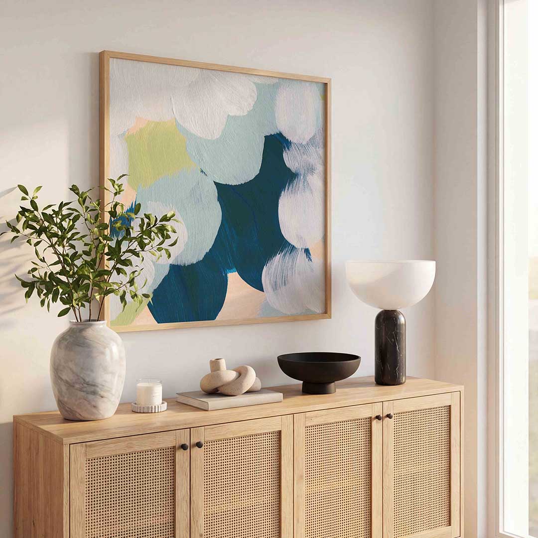 Abstracte penseelstreken – schilderkunst als moderne vierkante poster
