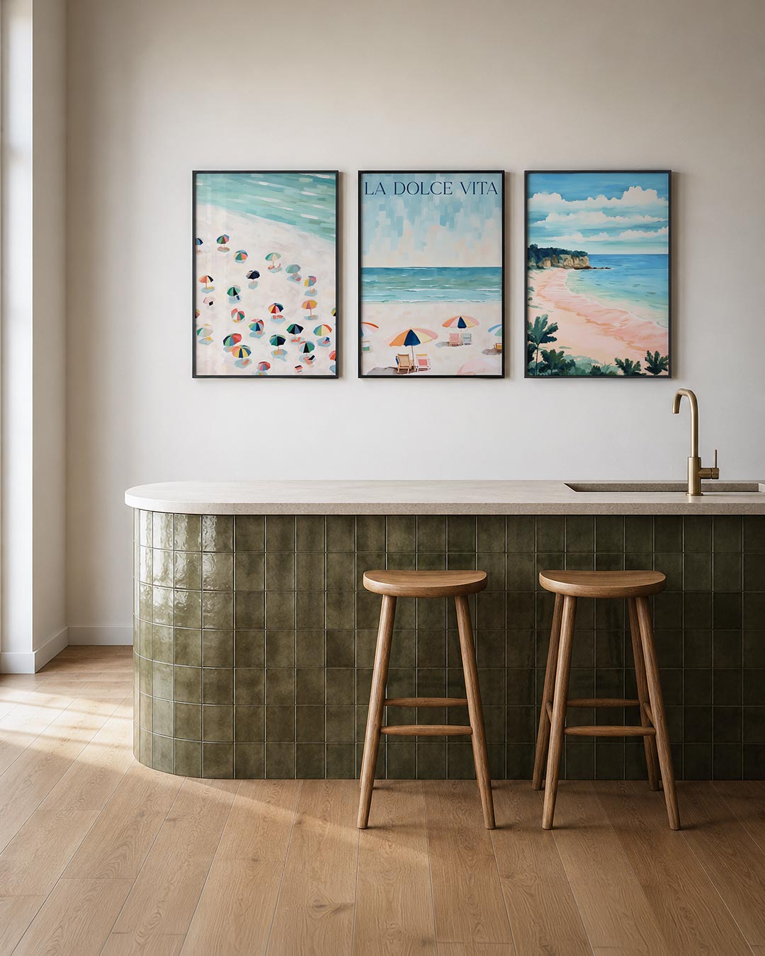 Zomerse kleurvlakken posterset – tweede productweergave – deze posterset in drie delen toont een luchtig