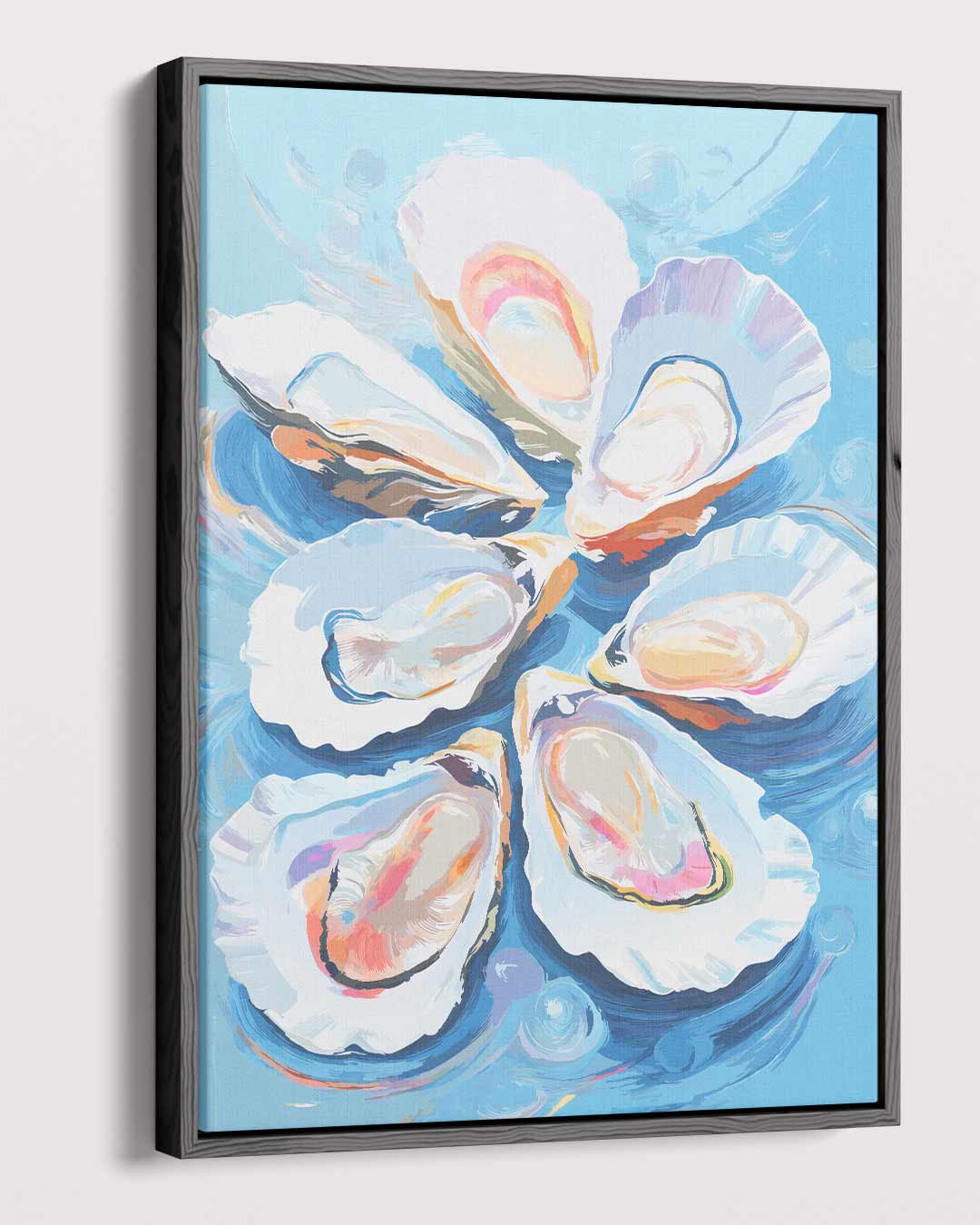 Vrolijke Oesters op Zee – dibond kunstwerk als wanddecoratie