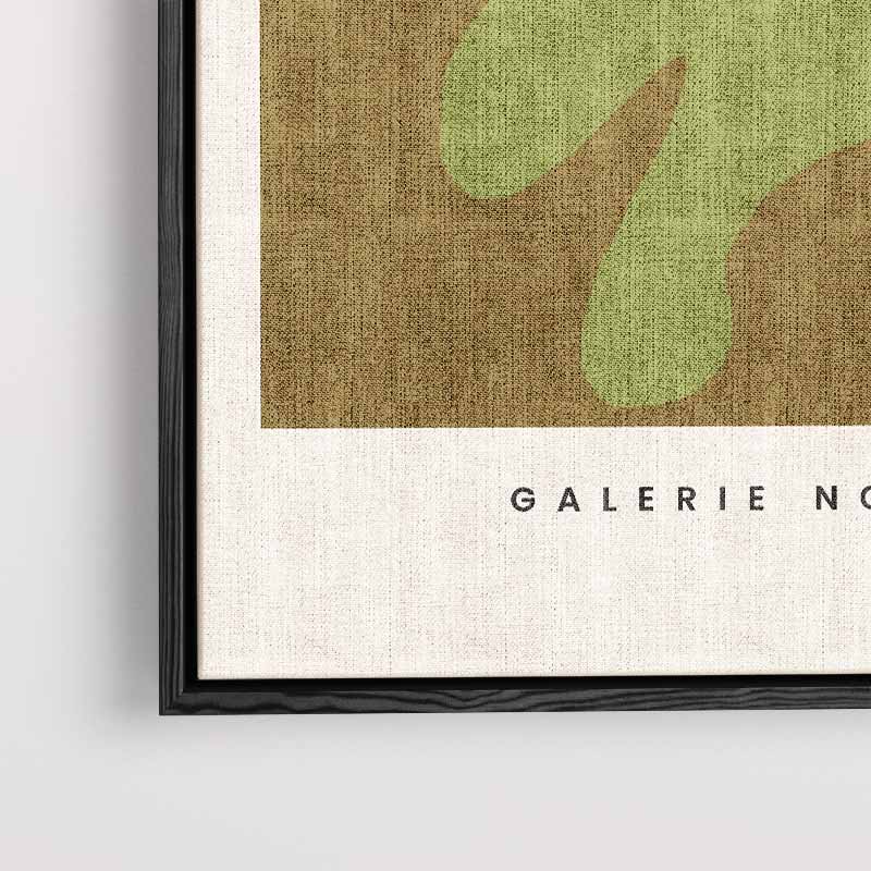 Organische Vormen in Groen – kunstwerk met zwarte baklijst